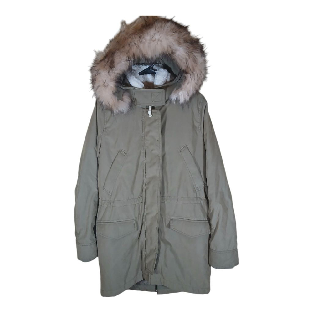 Abercrombie & Fitch Olive Green Faux Fur Trim Bomber Parka